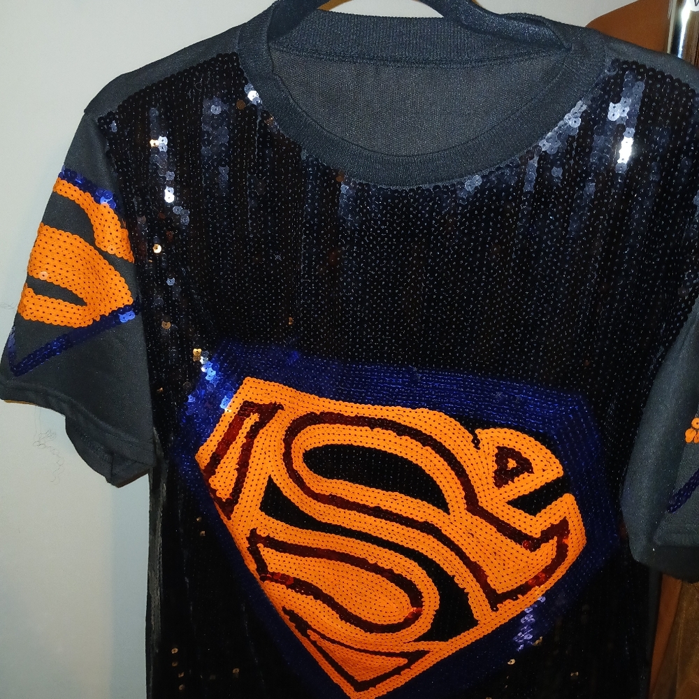 Sequin Shirt Dress- Black and Orange